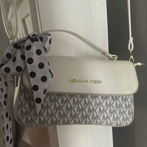 Michael Kors White and Gray Quilted Shoulder Bag